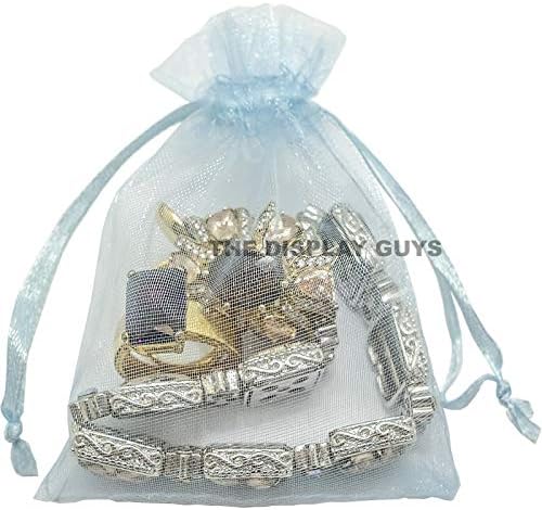 TheDisplayGuys 100-Pack 4x6 Blue Sheer Organza Gift Bags - Image 2