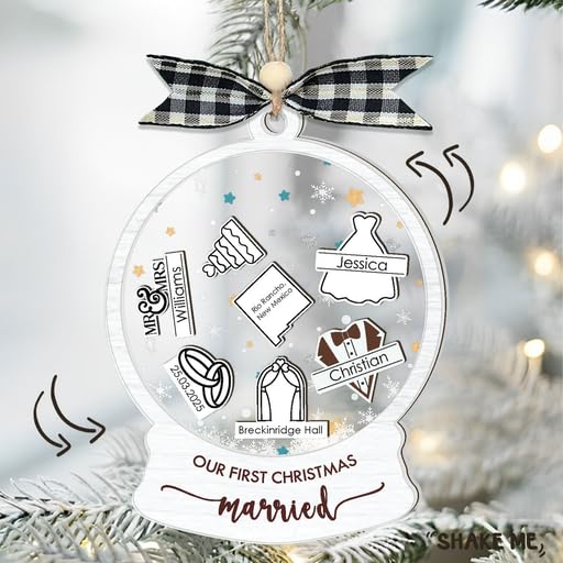Custom Wedding Shaker Ornament 2025, Personalized Bride and Groom Ornament by NiceBro