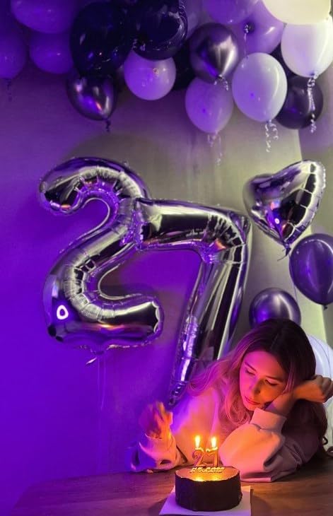 Silver Number 27 Birthday Balloon 40 Inch, Digital Balloons - Image 6