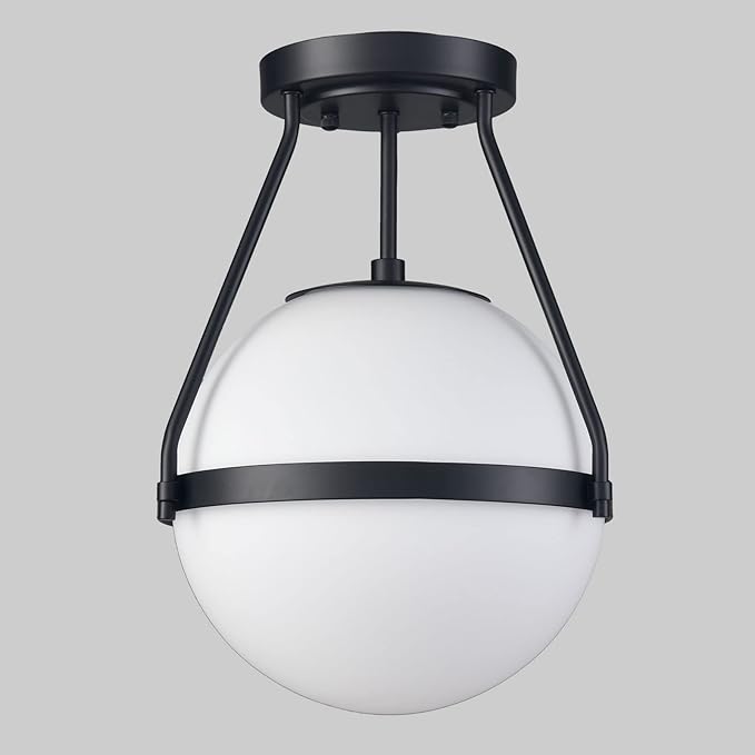 HOLKIRT Mid Century Semi Flush Mount Ceiling Light Black Globe Ceiling Light - Image 8