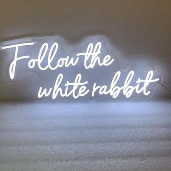 Follow the White Rabbit Custom Neon Sign Bedroom Led Light Home Decor, Wall - Image 4