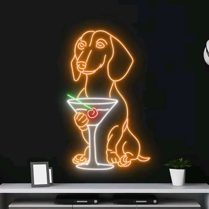 Dachshund Drinking Martini Neon Sign, Dachshund LED Light, Cocktail LED Sign - Image 4