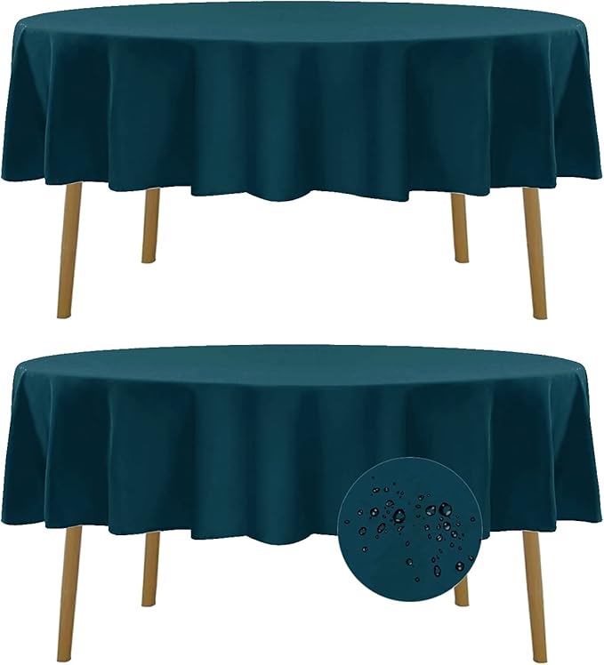 Fokitut 2 Pack Waterproof Round Tablecloth, 70 Inch, Stain Resistant and by BalsaCircle