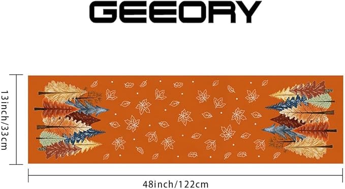 GEEORY Fall Watercolor Trees & Maple Leaves Table Runner 13x48 Inch, Rustic - Image 2
