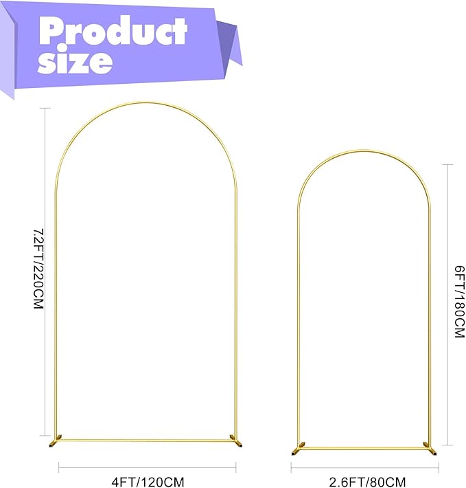 Wedding Arch Backdrop Stand Set of 2 Gold Wedding Balloon Arched Backdrop Stand - Image 3