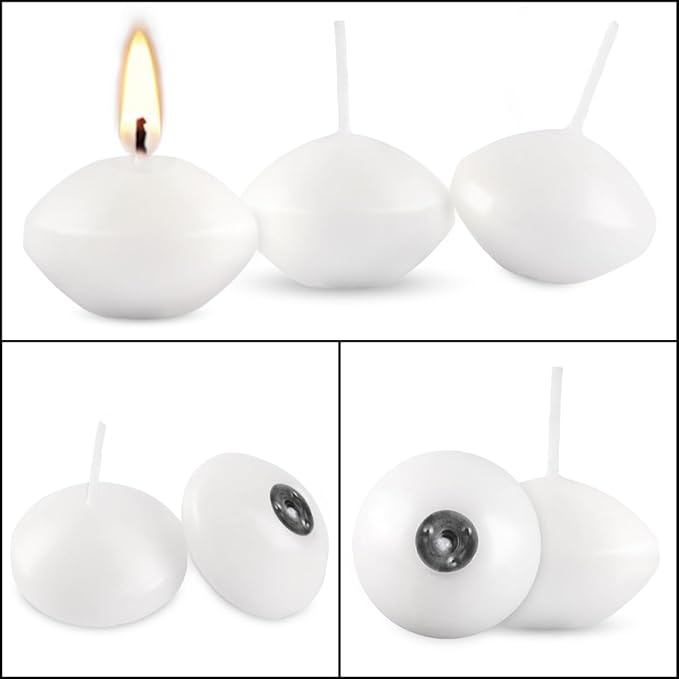 Unscented Floating Candles Set of 72, 2 Inch White Dripless Wax - Image 4