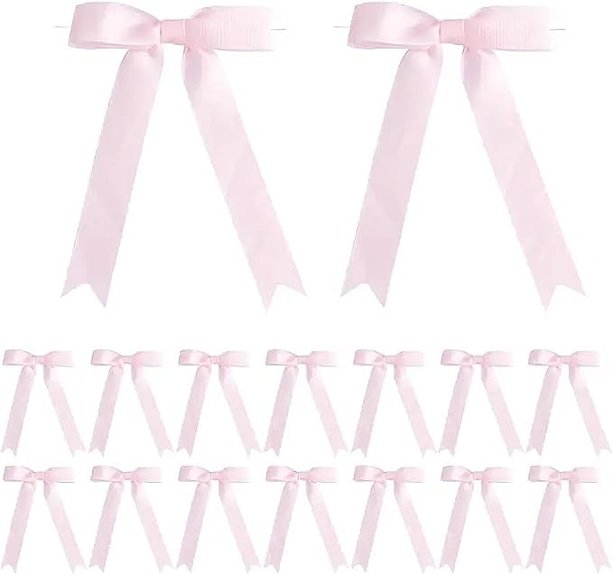 30Pcs Satin Ribbon Pink Bows 5x7 Inch Twist Tie Bow by Sokfone