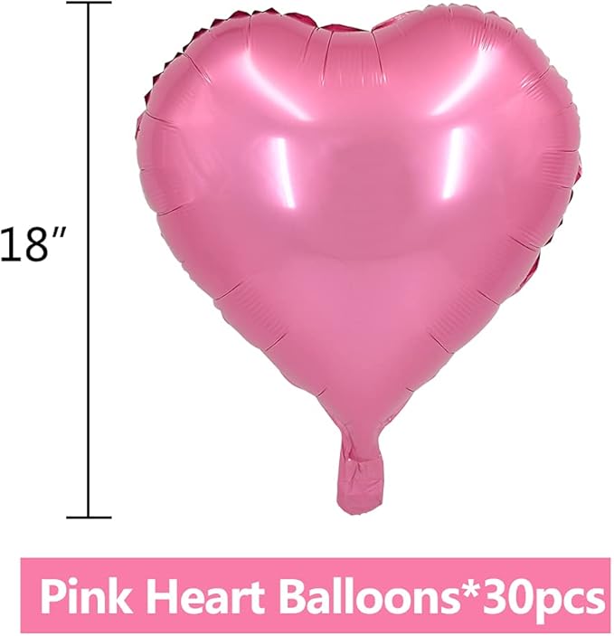 BEISHIDA 30 pcs18inch Pink Heart Shape Foil Mylar Balloons - Image 2