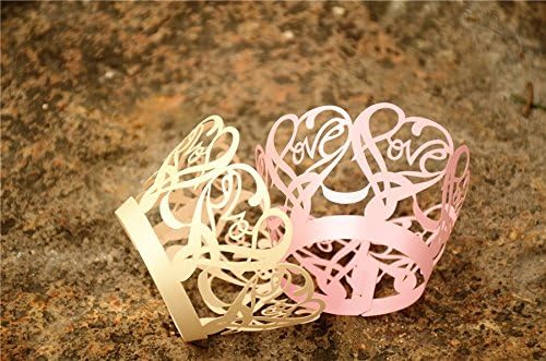 Joinwin Newly Design 48pcs Pink Laser Cut Cupcake Wrappers Wraps Wedding - Image 6
