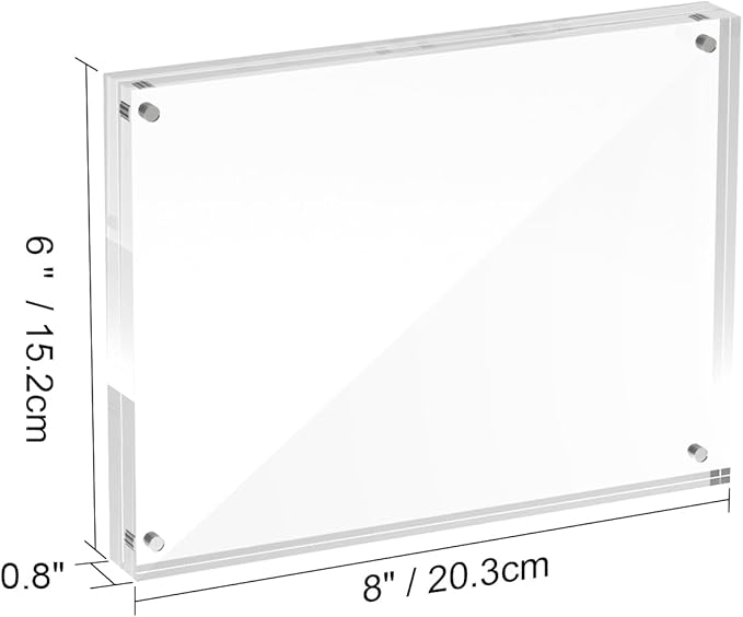6x8 Acrylic Picture Frames, 20mm Thick Clear Frameless Magnetic Photo Frames - Image 2