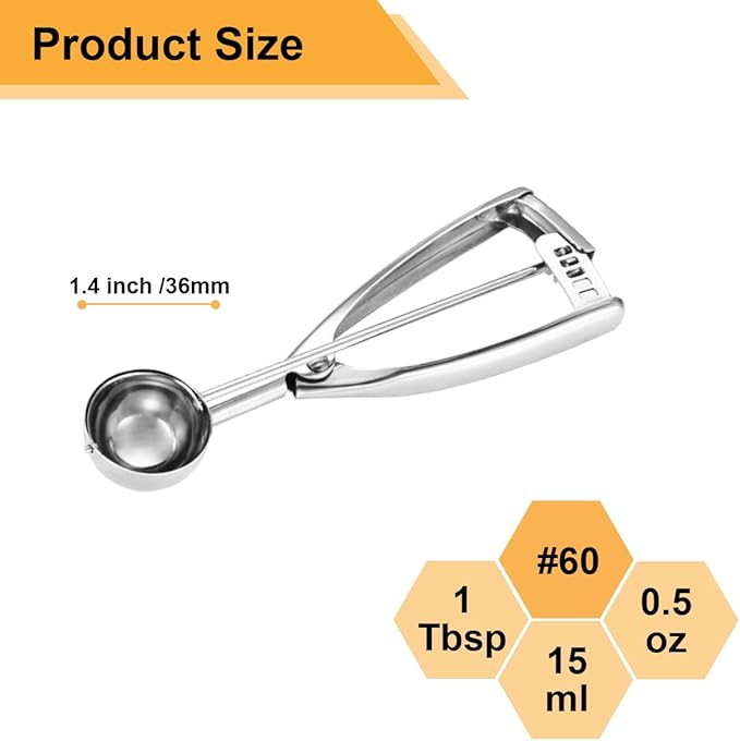 Small Cookie Scoop 1 Tablespoon, Size #60 Cookie Dough Scoop, 1 Tbsp Cookie - Image 2