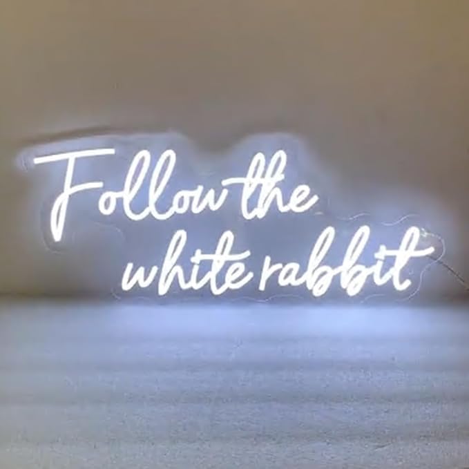 Follow the White Rabbit Custom Neon Sign Bedroom Led Light Home Decor, Wall - Image 2