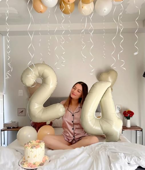 40 Inch Cream White Mylar Foil Number 6 Birthday Balloon, Digital Balloons - Image 5