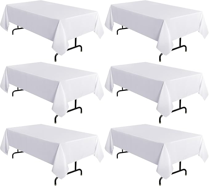 sancua 6 Pack White Tablecloth 60 x 102 Inch, Rectangle Table Cloth by sancua