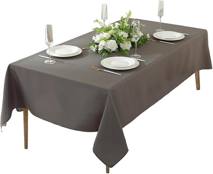 Craft And Party Rectangle Tablecloth, 60 x 126 Inch Charcoal, 8ft Washable by CraftAndParty