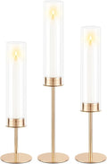 Gold Candle Holders Set of 3 for Glass Taper Candle Holders, Hurricane by Unknown