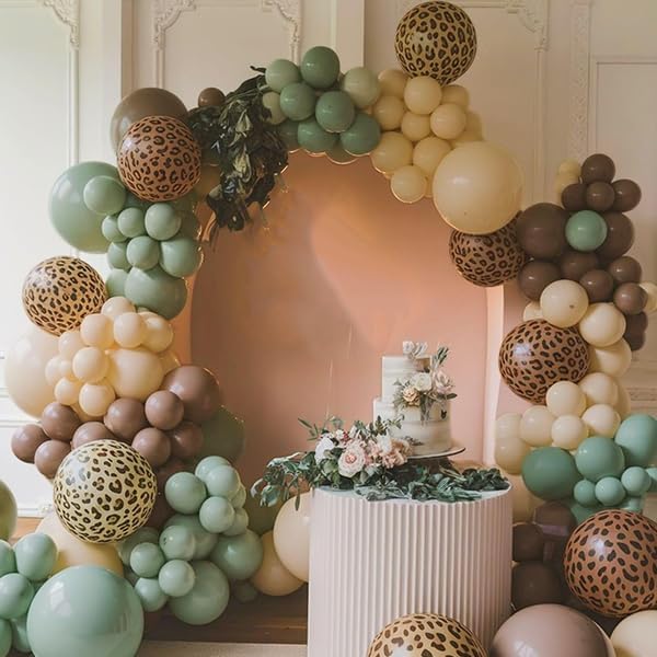 Jungle Balloons, 12 Inch Green and Brown Balloons, Sage Green Brown Apricot - Image 7