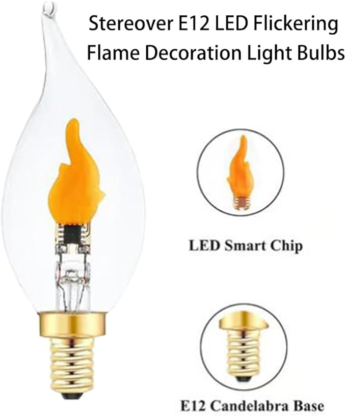 Stereover E12 LED Flickering Flame Decoration Light Bulbs, Stereover Flicker - Image 4