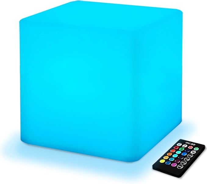Mr.Go 10-inch Rechargeable LED Cube Light w/Remote, 16 RGB Colors & Dimmable by MRGO