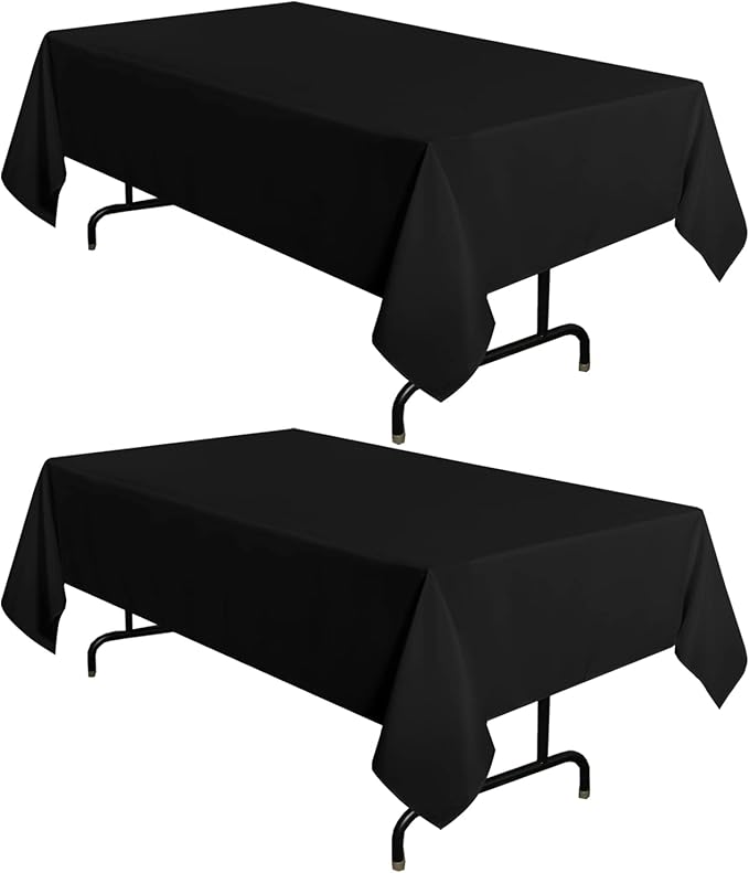 sancua 2 Pack Black Tablecloth 60 x 102 Inch, Rectangle 6 Feet Table Cloth by sancua