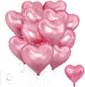 Pink Heart Balloons, 18inch Bright Pink Heart Shaped Foil Balloons 12Pcs Helium by Wuhetyo