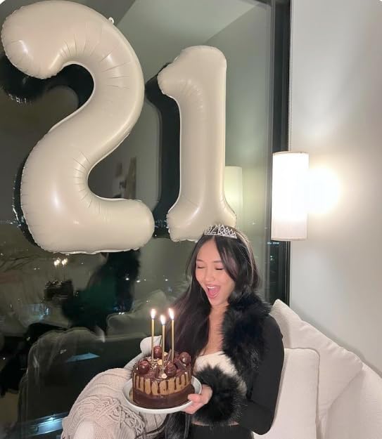 40 Inch Big Cream White Number 12 21 Balloon Birthday Decoration, Number 12 21 - Image 5