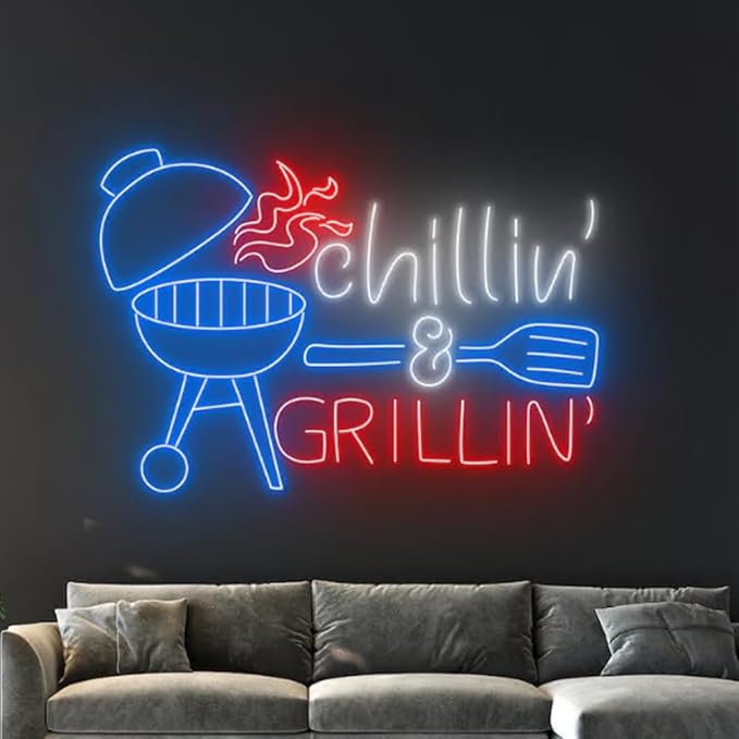Chilling And Grilling Neon Light, BBQ Neon Sign, Barbecue Led Light, Grill Led - Image 4