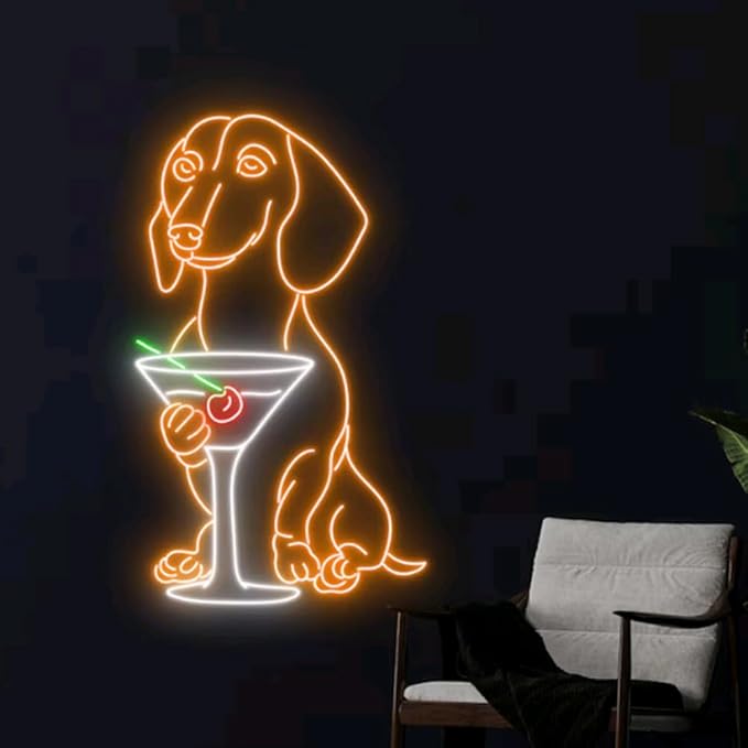 Dachshund Drinking Martini Neon Sign, Dachshund LED Light, Cocktail LED Sign - Image 5