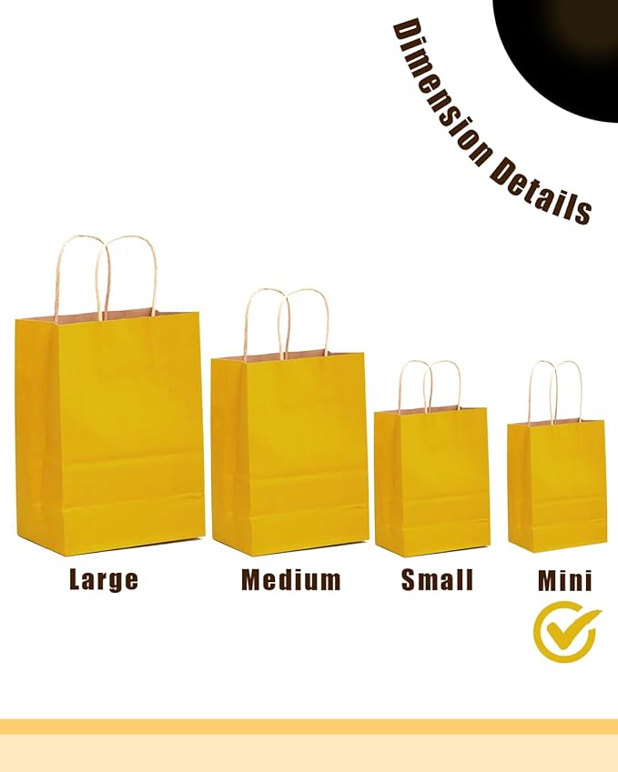 qiqee 24 Pcs Bright Yellow Mini Paper Gift Bags - Image 2