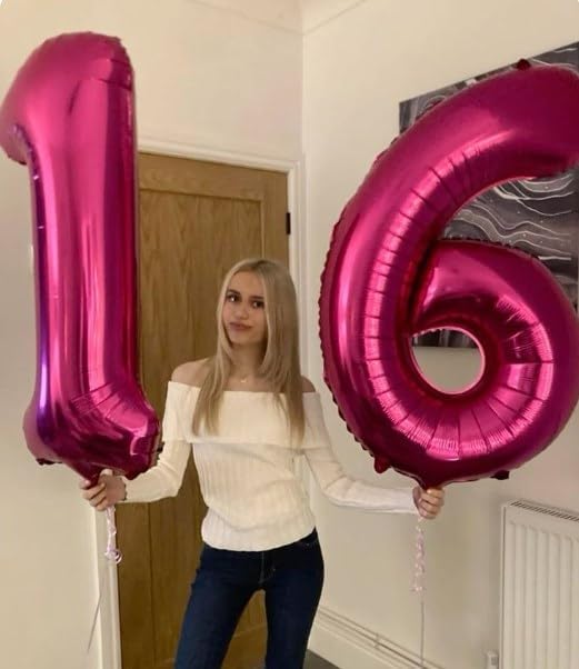 40 Inch Hot Pink Mylar Foil Number 60 Birthday Balloon, Digital Balloons - Image 4