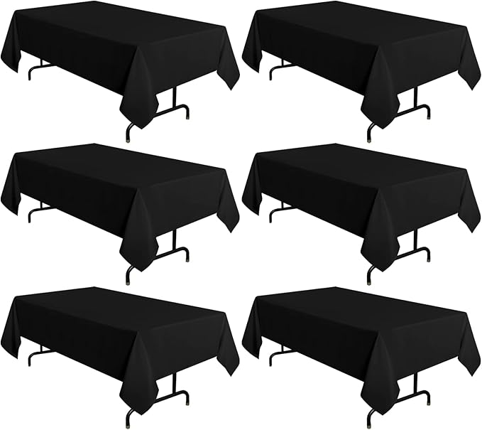 sancua 6 Pack Black Tablecloth 60 x 102 Inch, Rectangle Table Cloth by sancua