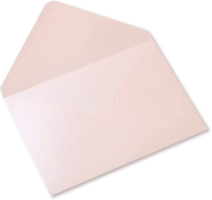 PONATIA 50 PCS/Pack A7 Envelopes, 5.25 x 7.48'' Sparkle Blush Pink Envelopes - Image 5