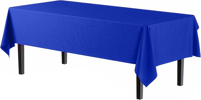 12-Pack Premium Plastic Tablecloth 54in. x 108in. Rectangle Table Cover - Image 2