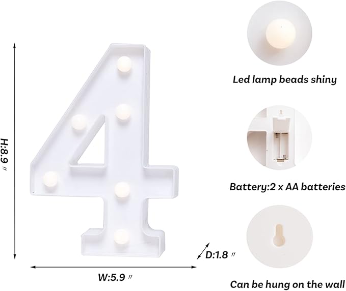 Foaky Marquee Light Up Number Sign, Plastic LED Lamp - Image 4