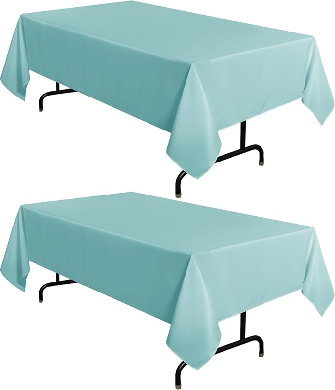 sancua 2 Pack Turquoise Tablecloth 60 x 102 Inch, Rectangle Table Cloth by sancua
