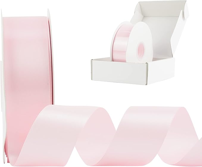 HUIHUANG Baby Pink Ribbon Satin 1-1/2" Wide Double Face Polyester Satin Ribbons - Image 7