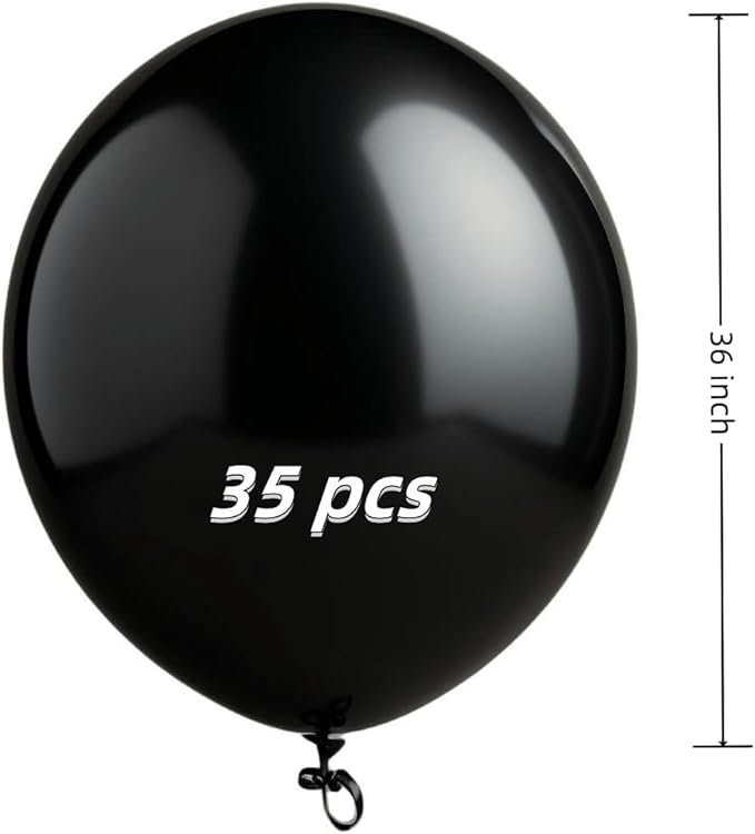 35 Pack Black Balloons 36 Inch Black Latex Party Large Balloon Bulk - Image 2