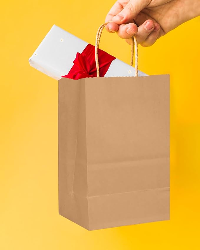 Bakepacker 100 Pcs Brown Mini Paper Gift Bags - Image 5