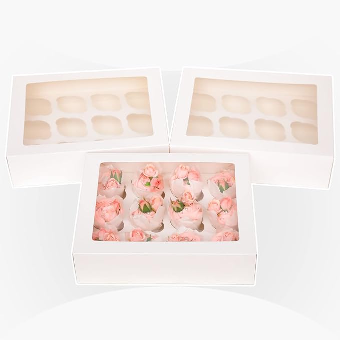 12 Cupcake Containers 20-Packs White Cupcake Box Cupcakes Carrier, 12 Cupcake - Image 4