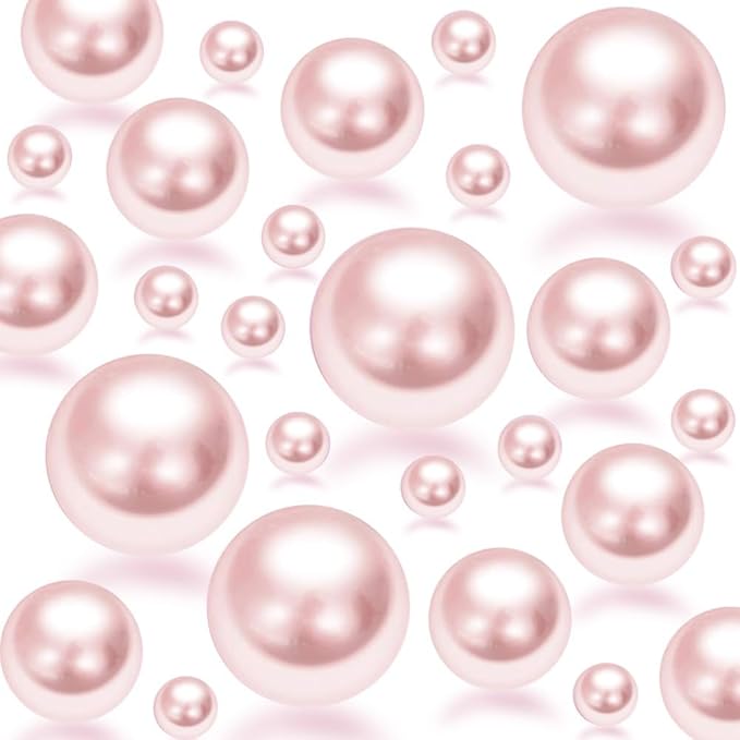 150Pcs Pink Polished No Hole Faux Pearl Beads by Cusmation