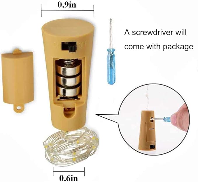 10 Pack Bottle Cork Lights 10 LED Wine Bottle Battery Powered Lights Copper - Image 4