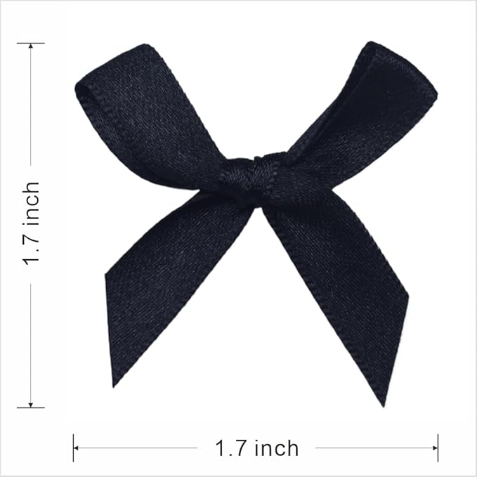 60pcs 1.7" Mini Black Ribbon Bows Decor – Small DIY Satin Bows - Image 2