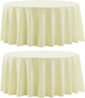 Round Tablecloth 2 Pack 108 Inch Ivory Tablecloths Washable Decorative Linen by AOCOZHomeLifeMuseum