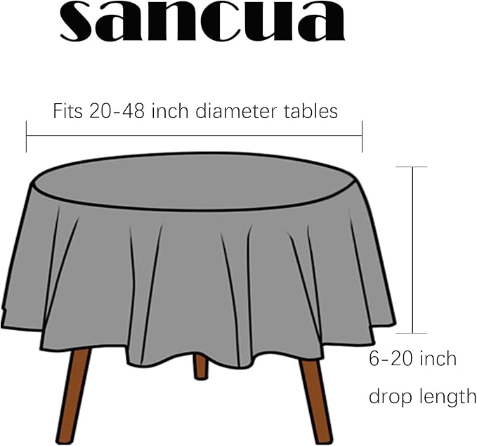 sancua 2 Pack Round Tablecloth 60 Inch White, Stain and Wrinkle Resistant Table - Image 2