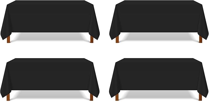 Pomp Black 90" x 156" Poplin Polyester Tablecloth | Wrinkle + Stain Resistant by POMP