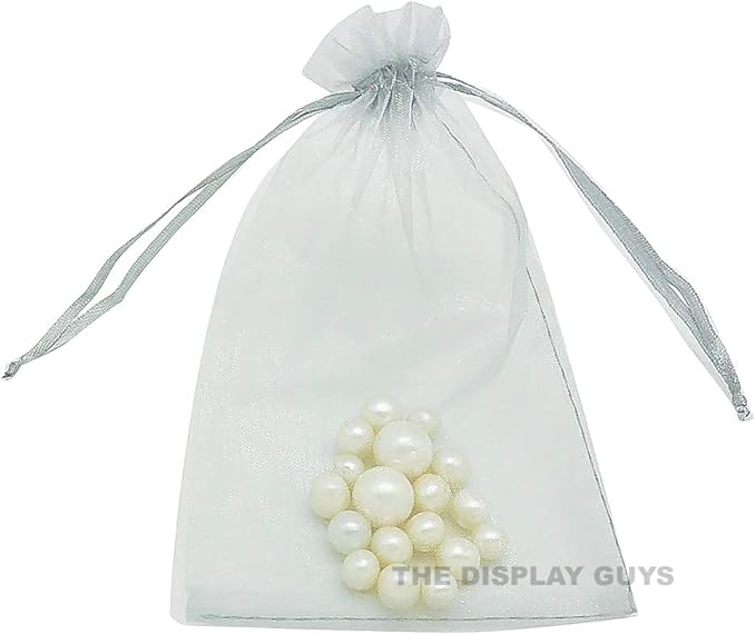 TheDisplayGuys 48-Pack 4x6 Silver Sheer Organza Gift Bags - Image 4