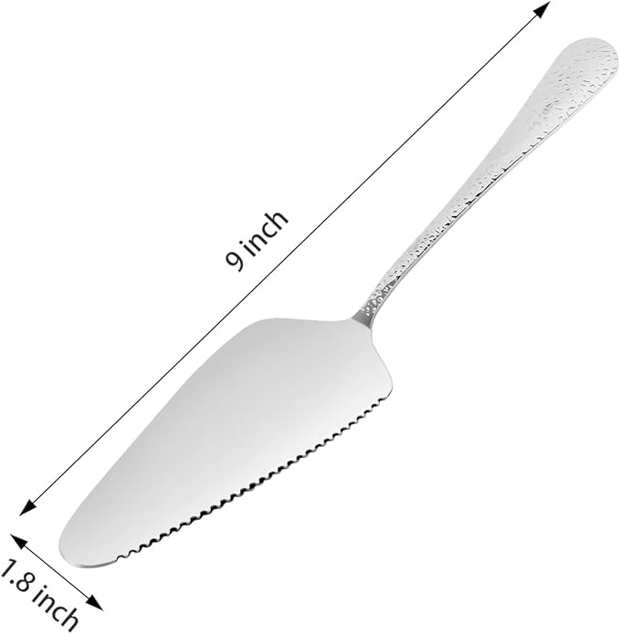 Stainless Steel Cake Server Pack of 10 Hammered Pie Holder Transfer Triangular - Image 2