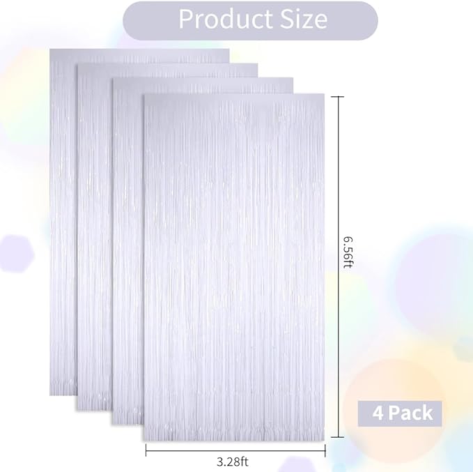 BEISHIDA 4 Pcs White Door Streamers Tinsel Curtain Party Streamers Backdrop - Image 2