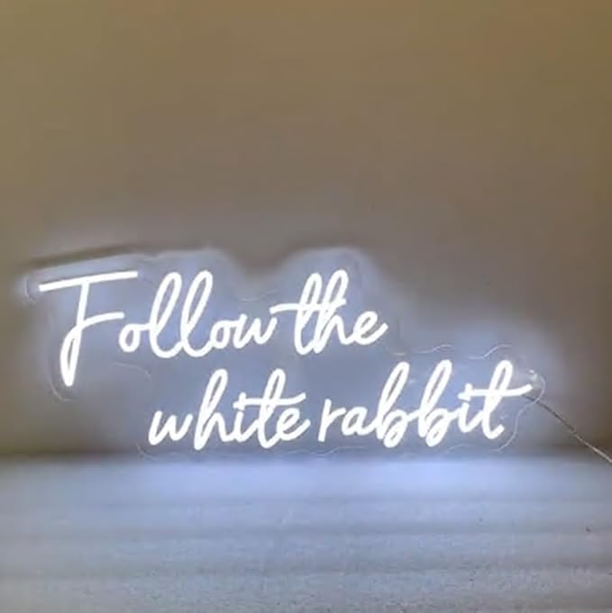 Follow the White Rabbit Custom Neon Sign Bedroom Led Light Home Decor, Wall - Image 3