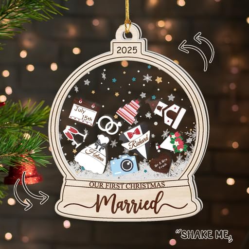 Personalized Wedding Shake Ornament, Custom Bride and Groom Christmas Ornament - Image 7